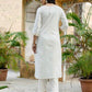 Cotton Blend Gota Lace Straight Kurta with Pant & Dupatta