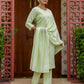Affordable Green Silk Blend Embroidered Kurta Set with Pant & Dupatta