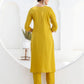 Yellow Silk Blend Embroidery and Mirror Work Straight Kurta Set for Women with Pant & Dupatta