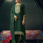 Silk Blend Embroidered Straight Kurta with Pant & Dupatta