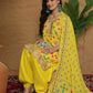 Yellow Silk Printed Straight Kurta Set for Women with Patiala Pant and Dupatta