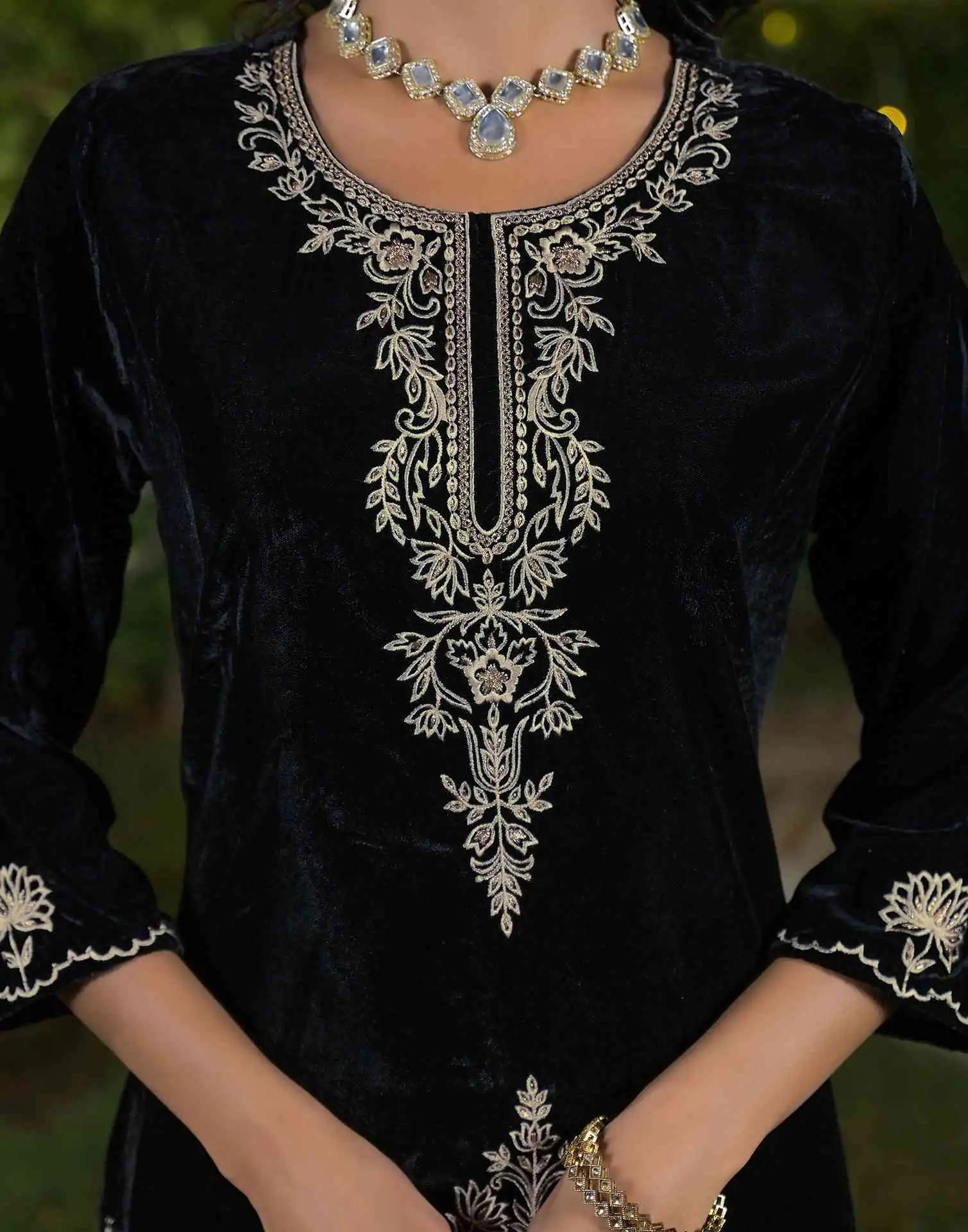 velvet kurta set for women