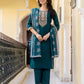 Skylee Green Silk Embroidered Straight Kurta with Pant & Dupatta