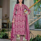 Cotton Printed Straight V-Neck Kurta with Pant & Dupatta