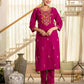 Skylee Pink Cotton Embroidered Straight Kurta with Pant & Dupatta