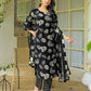Cotton Straight Printed V-Neck Kurta with Pant & Dupatta