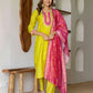 Yellow Silk Embroidered Straight Kurta Set with Pant & Dupatta under 1299 