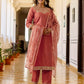 Cotton Blend Sequence, Embroidery and Lace Straight Kurta with Pant & Dupatta