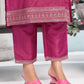 Silk Blend Embroidered Straight Kurta with Pant & Dupatta