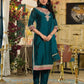 Blue Silk Embroidered Straight Kurta Set with Pant & Dupatta under 1250
