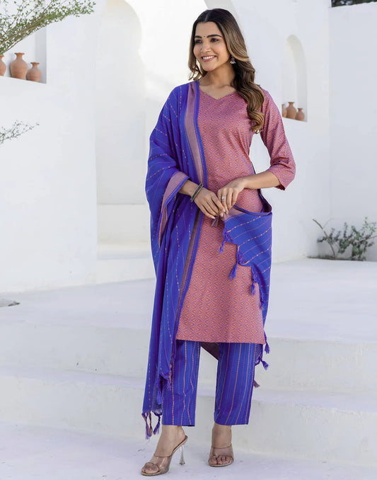 affordable v neck kurta set 