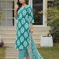 Cotton Embroidered V-Neck Straight Kurta with Pant & Dupatta