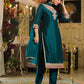 Blue Silk Embroidered Straight Kurta Set with Pant & Dupatta under 1250