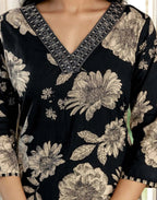 Skylee Viscose Rayon Floral Print Straight 3 Piece Kurta Set For Woman