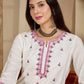 Cotton Embroidered Round Neck Straight Kurti