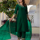 Silk Blend Sequins, Embroidery and Lace Straight Kurta with Pant & Dupatta