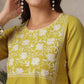 Cotton Blend Chikankari Straight Round Neck Short Kurti