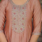 Silk Embroidered Round Neck Flared Kurta with Pant & Dupatta