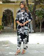 Skylee Rayon Printed Straight 3 Piece Kurta Set For Woman