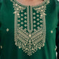 Affordable Dark Green Silk Embroidered Kurta Set with duppatta 