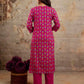 Pink Cotton Printed Straight Kurta Set with Pant & Dupatta for Women Round Neck, Casual & Office Wear Under 1299