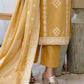 Yellow Cotton Straight Kurta Set with Pant and Dupatta under 1250 