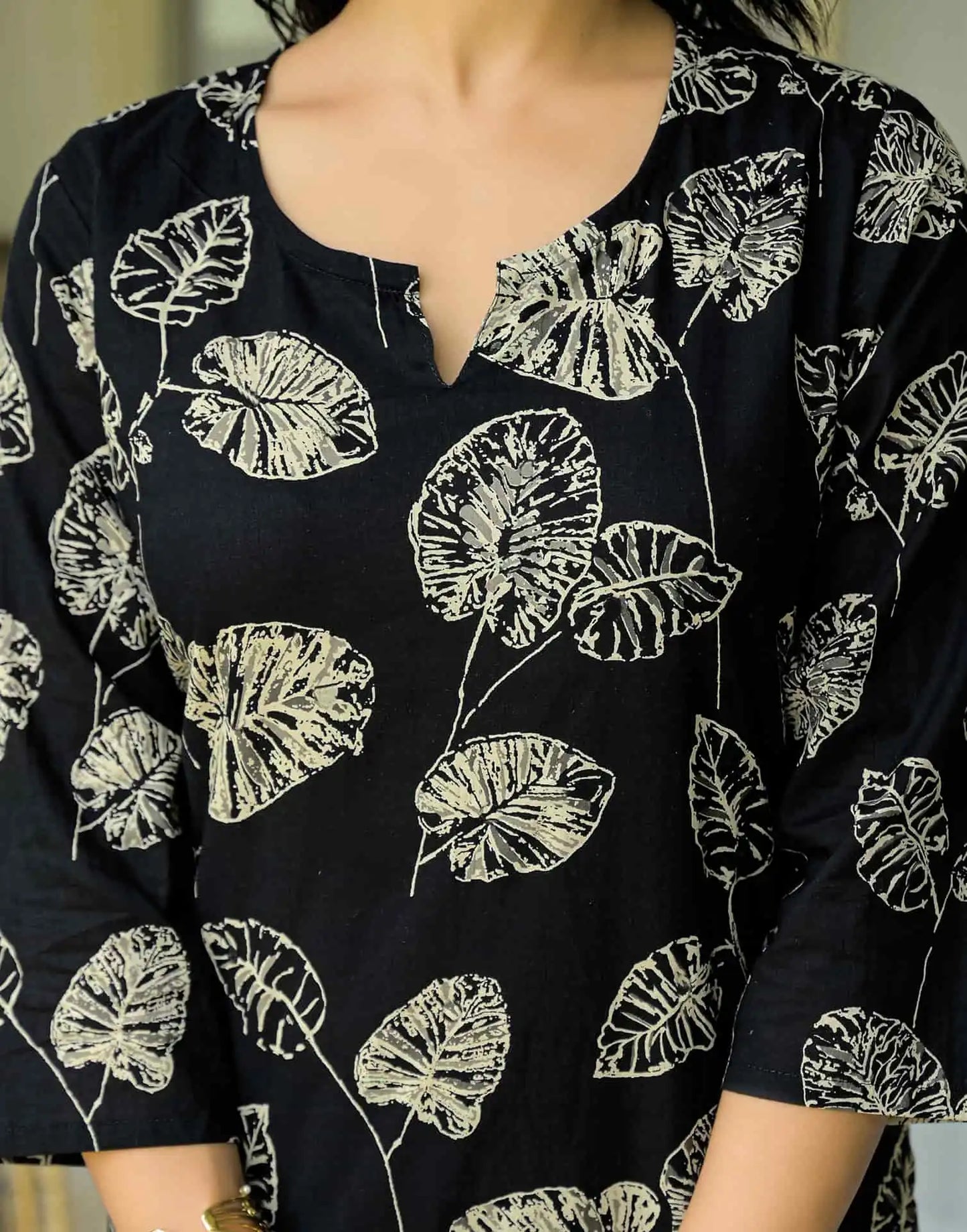 Cotton Straight Printed V-Neck Kurta with Pant & Dupatta