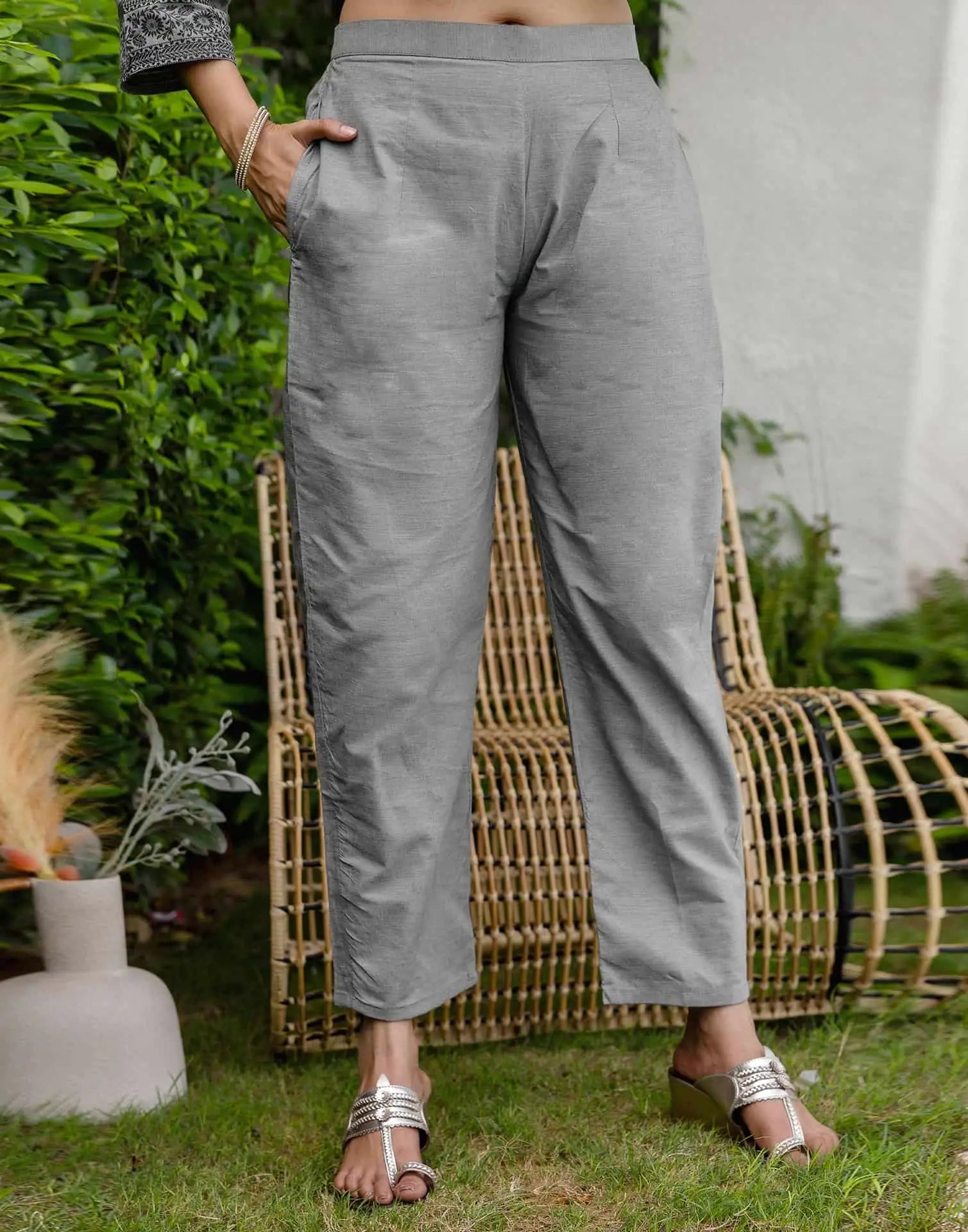 Grey Cotton Kurta Set with Dupatta Soft & Light Daytime Wear for Women