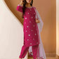 Chinnon Embroidered Straight Round Neck Kurta with Pant & Dupatta