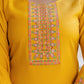 Cotton Blend Embroidery and Sequins Work Straight Kurta with Pant & Dupatta