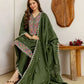 Green Silk Embroidered Straight Kurta Set with Pant and Dupatta for Women under 1299