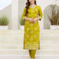 Cotton Blend Printed Straight Kurta with Pant & Dupatta