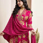 Pink Cotton Printed Anarkali Kurta Set with Pant & Dupatta for Women V-Neck, Casual & Festival Wear Under 1299