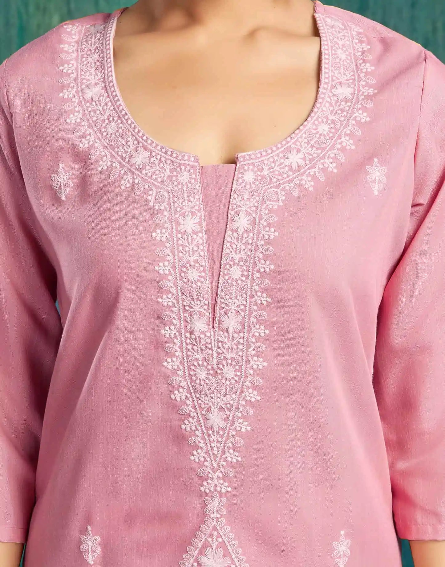 Cotton Embroidered Straight Kurti