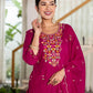 Skylee Pink Cotton Embroidered Straight Kurta with Pant & Dupatta
