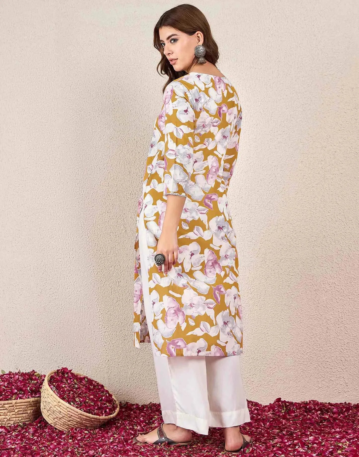 Cotton Printed Straight Round Neck Kurti