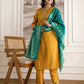 Yellow Silk Embroidered Straight Kurta Set with Pant & Dupatta. is perfect for weddings, festive occasions
