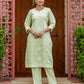 Affordable Green Silk Blend Embroidered Kurta Set with Pant & Dupatta