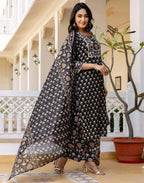 Skylee Viscose Rayon Printed Straight 3 Piece Kurta Set For Woman