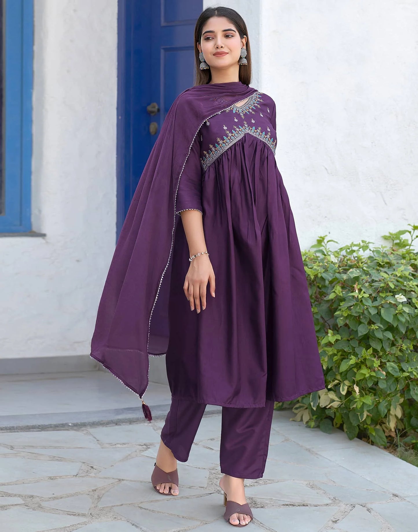 affordable v neck kurta set 