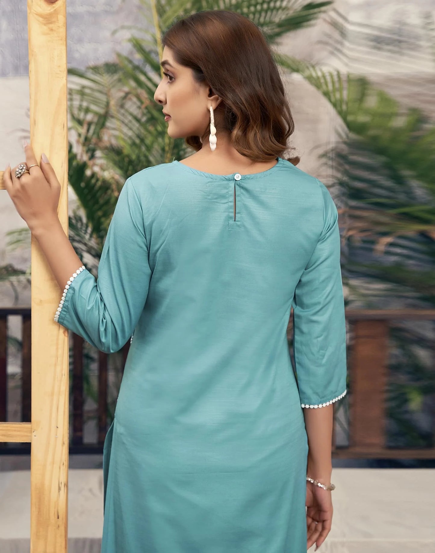 Rayon Embroidered Straight Kurti