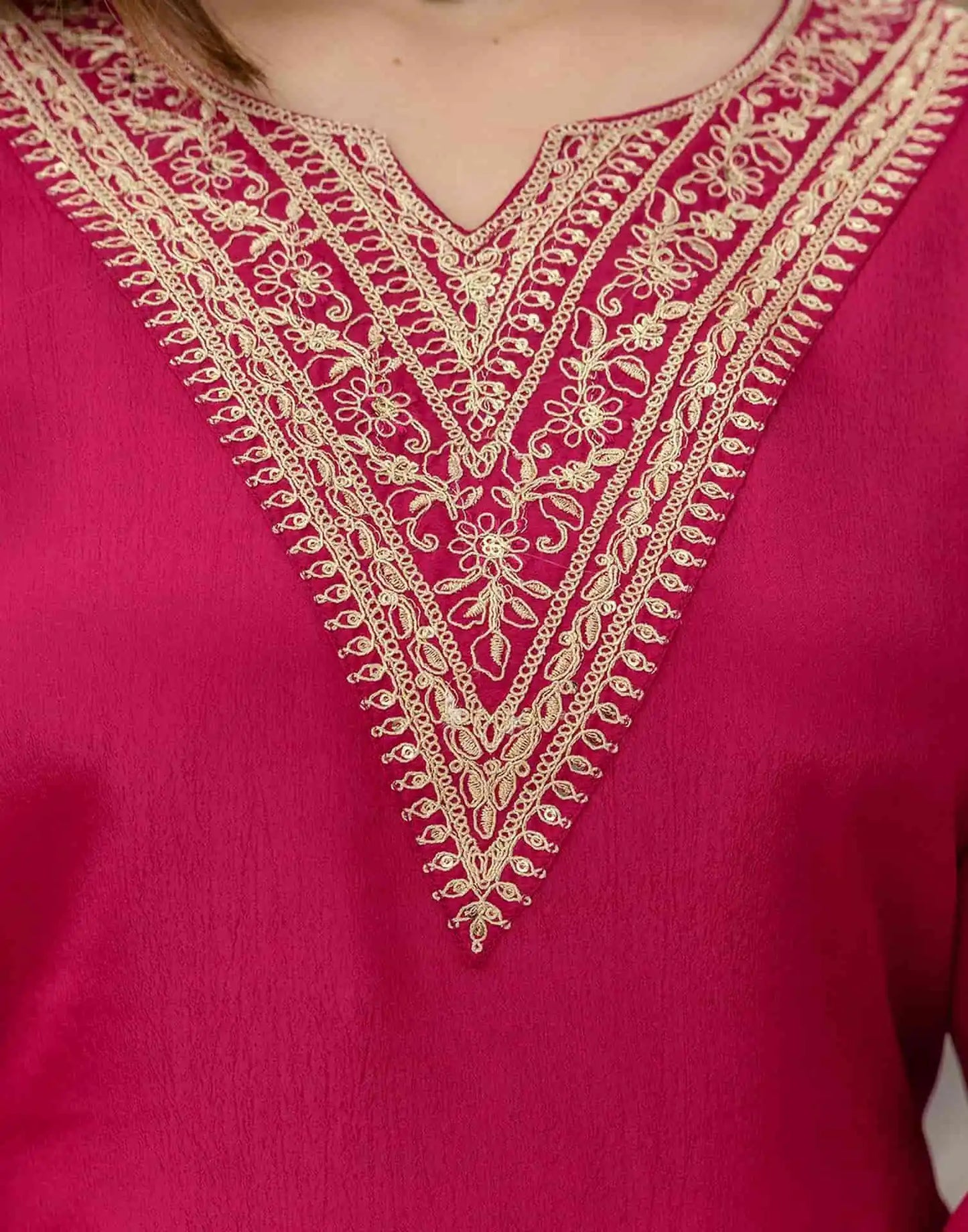 Silk Embroidered Straight Kurta with Pant & Dupatta