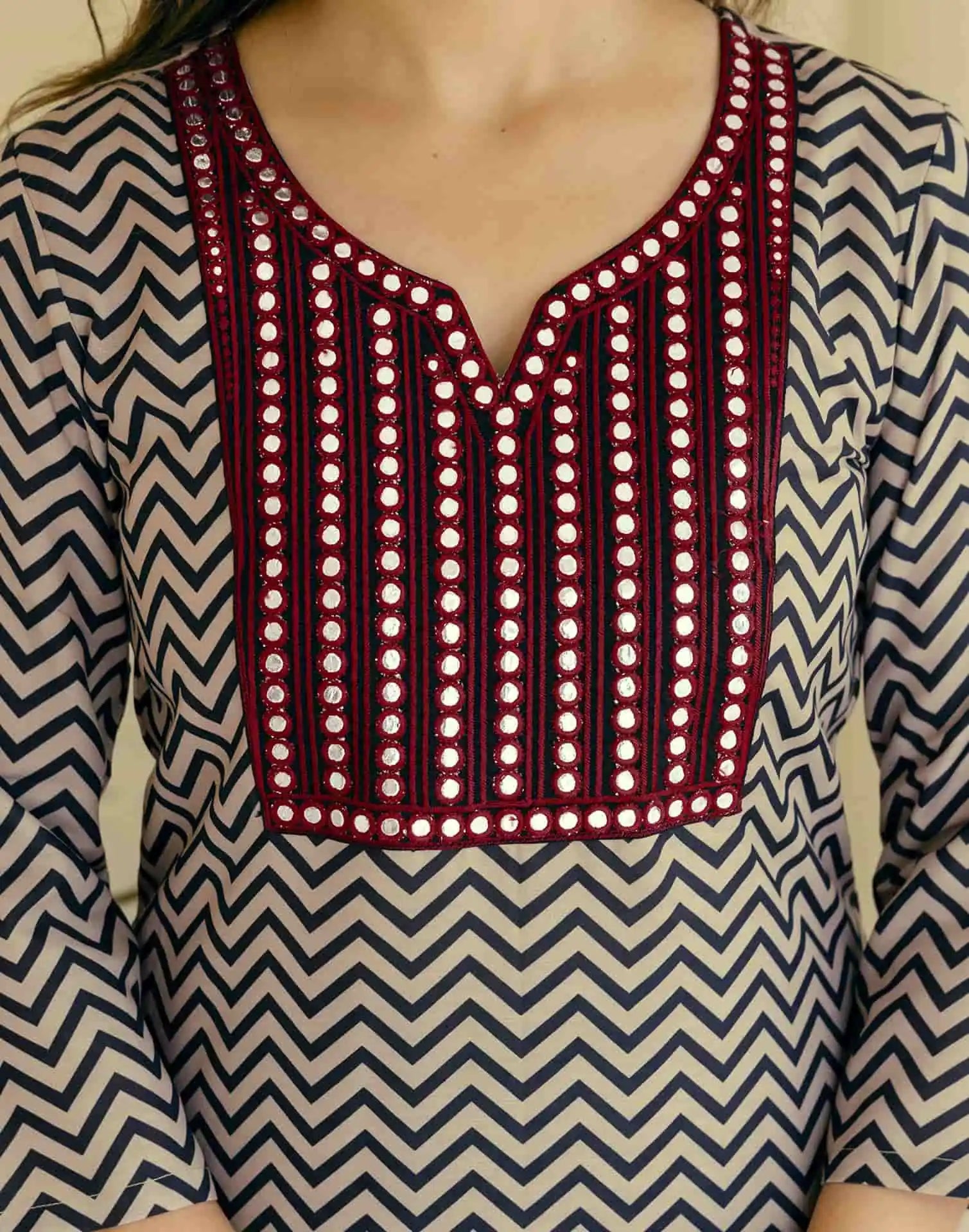 v neck kurta set with dupatta