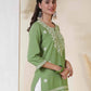 Rayon Chikankari Straight Round Neck Short Kurti
