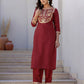 Silk Sequin Work, Embroidery, Embroidery Lace Straight Kurta with Pant & Dupatta