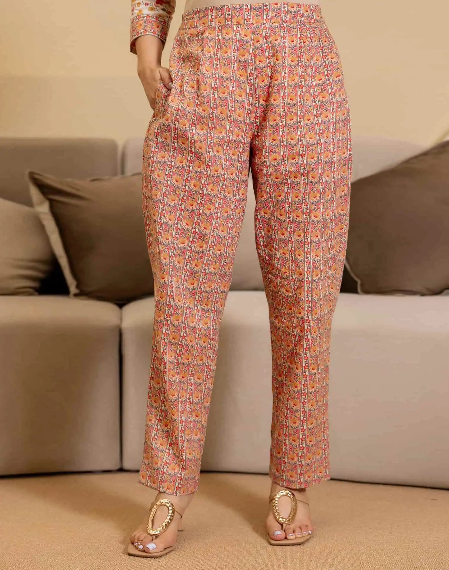 Multi Cotton Printed Straight Kurta with Pant & Dupatta