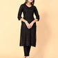 Black Rayon Straight Kurta Set with Sequence Embroidery under 1000