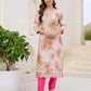 Cotton Blend Printed Straight Kurta with Pant & Dupatta