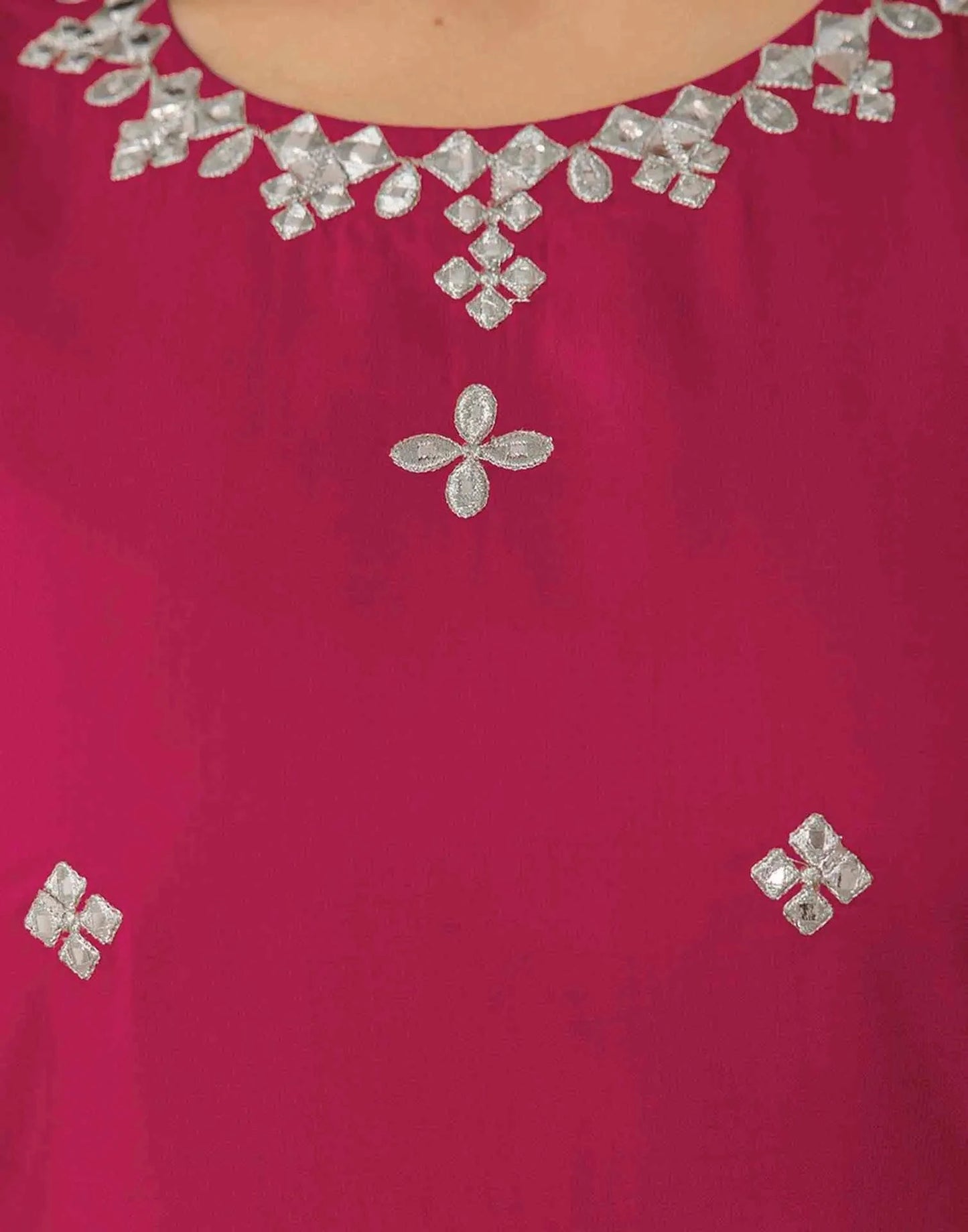 Chinnon Embroidered Straight Round Neck Kurta with Pant & Dupatta
