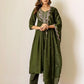 Green Silk Sequin Anarkali Kurta Set with Pant & Dupatta under 1299 